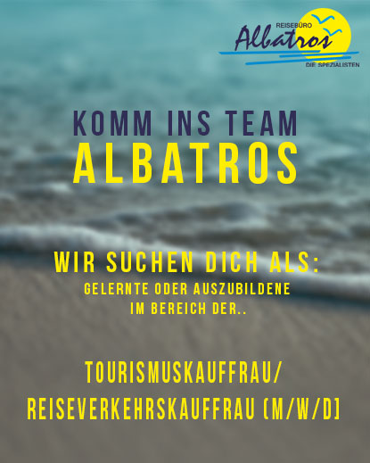 Komm ins Team (gelb-blau) – Stellenanzeige: Reiseberater gesucht bei Albatros